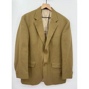 Lands‎ End Jacket Men 42R Beige Blazer Regular Fit Cotton Linen Blend Sport Coat